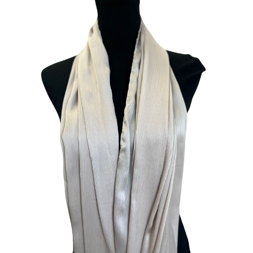 Creamy White Crinkle Chiffon Silk Scarf