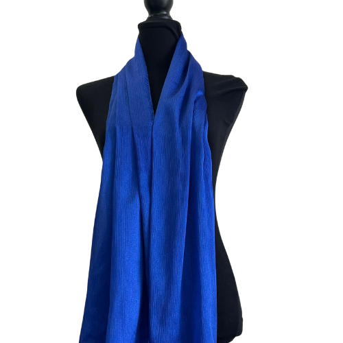 Blue Crinkle Chiffon Silk Scarf