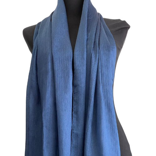 Grey Crinkle Chiffon Silk Scarf