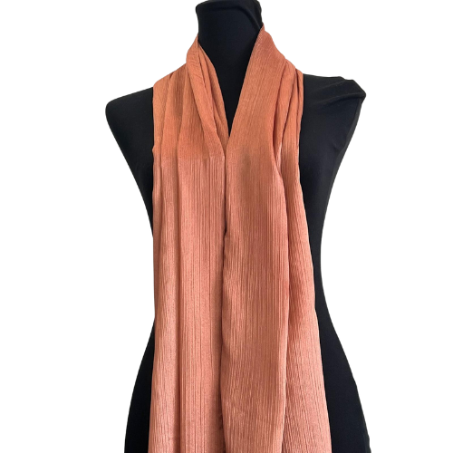 Rust Crinkle Chiffon Silk Scarf