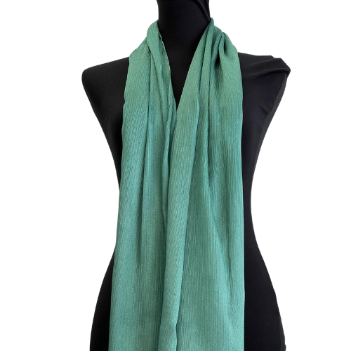 Green Crinkle Chiffon Silk Scarf