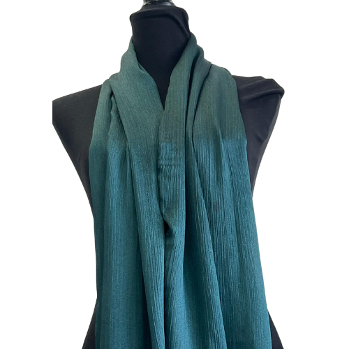 Teal Crinkle Chiffon Silk Scarf