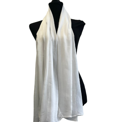 White Crinkle Chiffon Silk Scarf