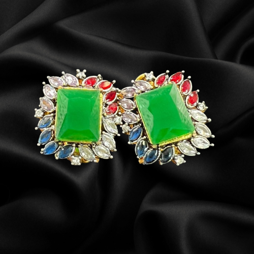 Emerald Oasis Square Earrings