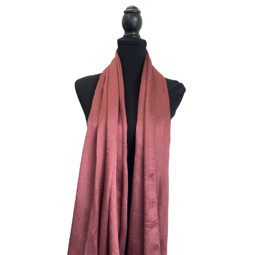 Dark-Pink Crinkle Chiffon Silk Scarf