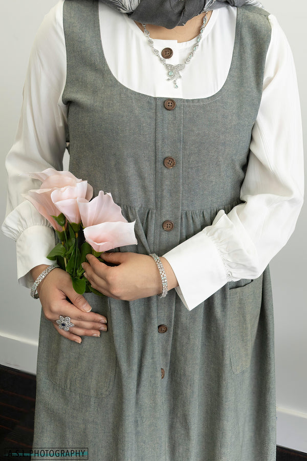 Long Denim Green Maxi Dress